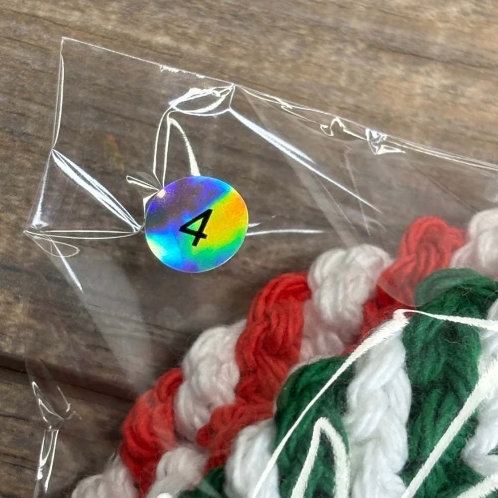 Handcrafted Crochet Peppermint Coasters Christmas‎ Holiday Set of 4 Cotton